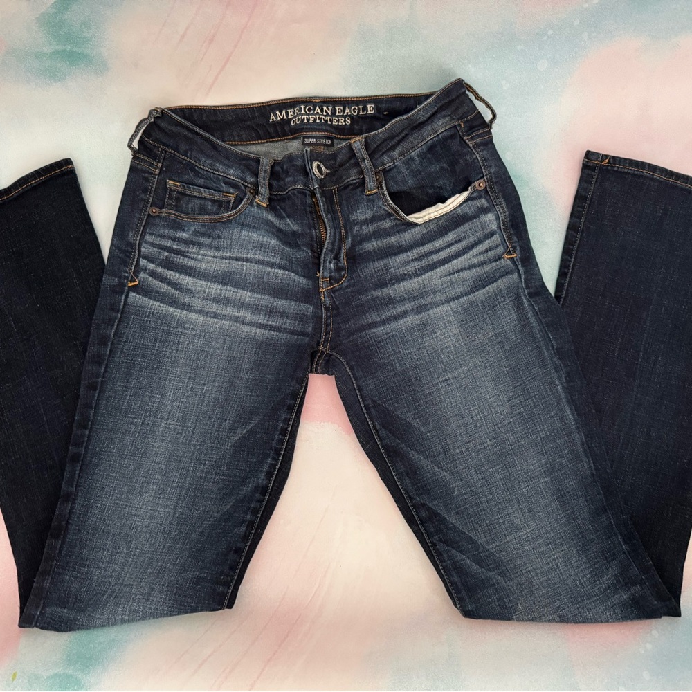 American Eagle AE Kick Boot bootcut Mid Rise Dark Wash Super Stretch Jeans 8 R